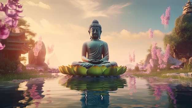 Sonho com Buda sentado em uma flor de lótus